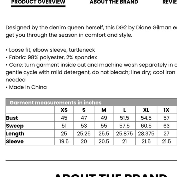 Nwt DIANE GILMAN oversized turtleneck top - Picture 2 of 4